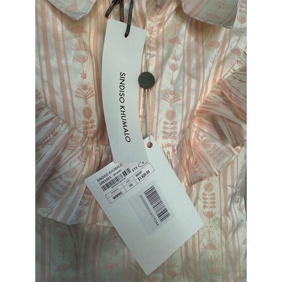 Sindiso Khumalo NWT Pink Ruffled Silk Mini Dress Size UK 10/US 6 - Picture 12 of 12